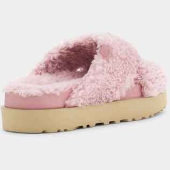 UGG Fuzz Sugar cross strap slide flatform sandals in shell - PINK NEW - Picture 6 of 6